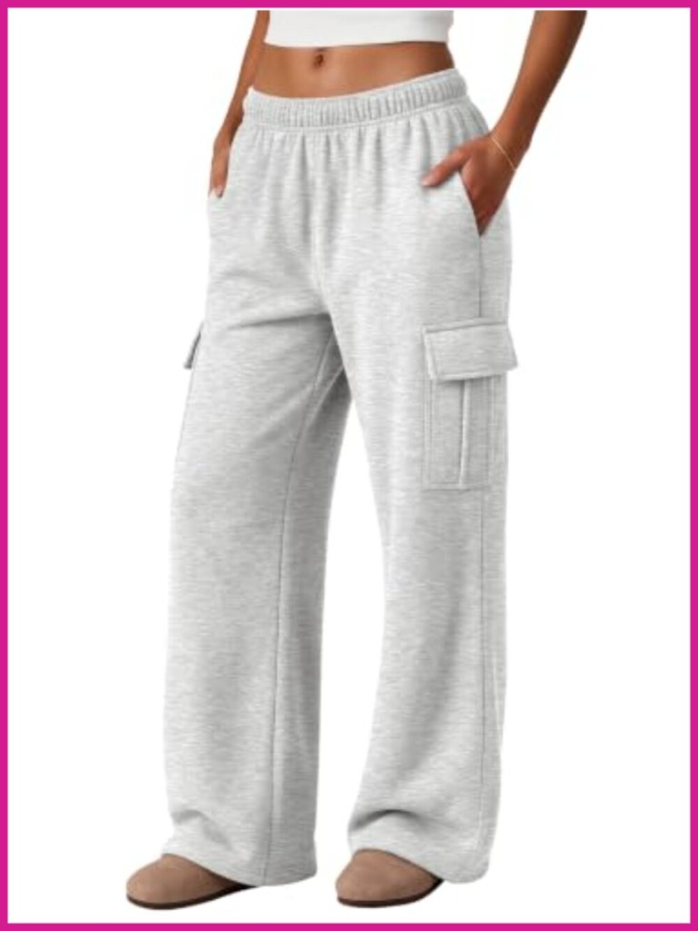 Womens Cargo Sweatpants Baggy High Waisted Cotton Polyester Jogger Lounge Pants